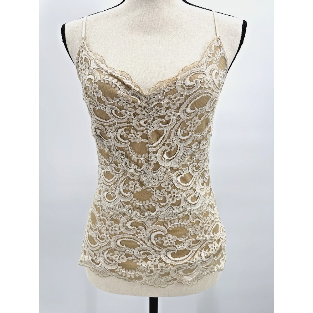 VTG Y2K Boston Proper All Over Lace Sheer Cami Tank Top XS 2000s Layers Romantic